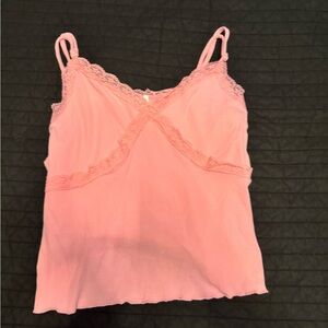Pink Lace Trim Camisole